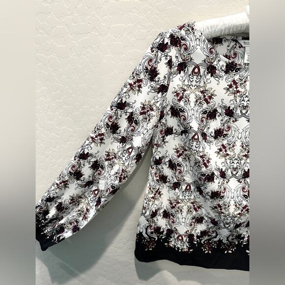 WHITE HOUSE BLACK MARKET | Baroque Floral Long Sleeve Blouse | Size 0 - Picture 3 of 7